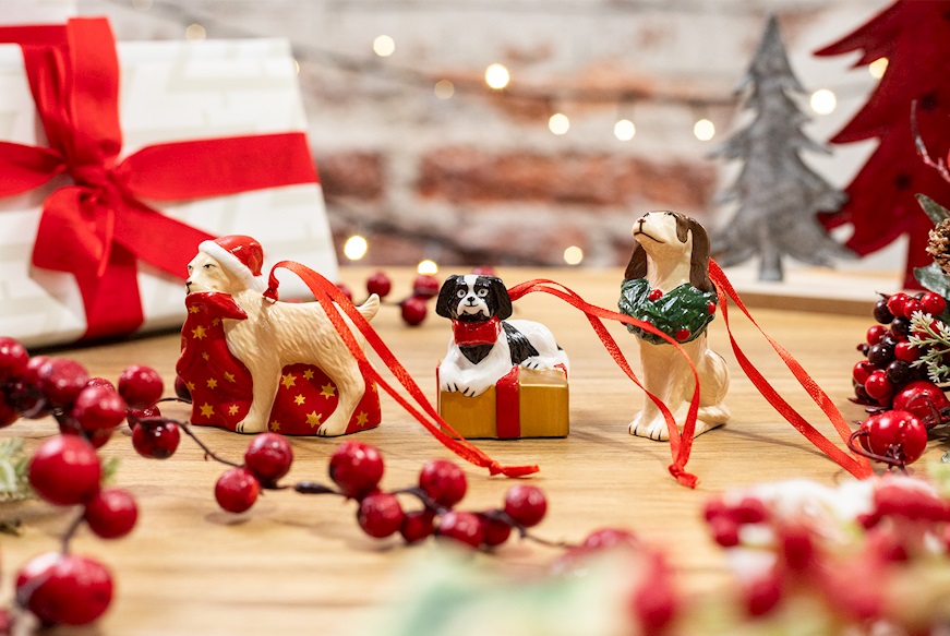 Idea regalo Natale Addobbi di Natale Nostalgic Ornaments porcellana Cani 3 pezzi Villeroy & Boch