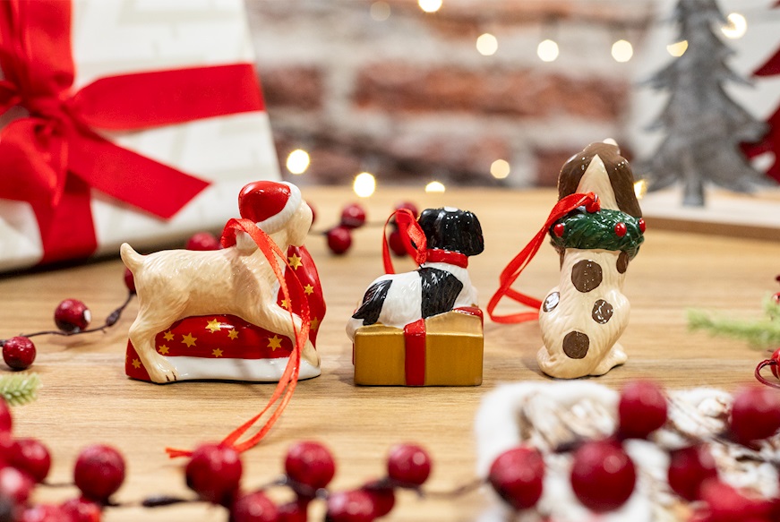 Idea regalo Natale Addobbi di Natale Nostalgic Ornaments porcellana Cani 3 pezzi Villeroy & Boch