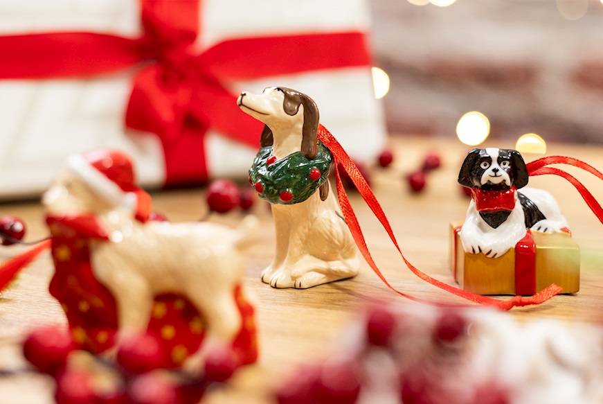 Idea regalo Natale Addobbi di Natale Nostalgic Ornaments porcellana Cani 3 pezzi Villeroy & Boch