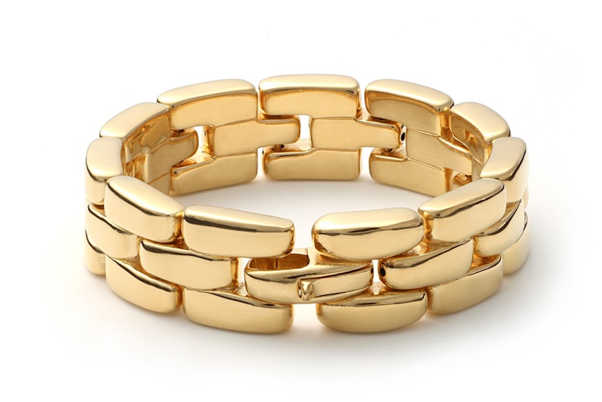 Bracciale Bold argento dorato con maglia quadrata Unoaerre