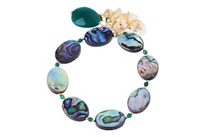 Bracelet silver gold with green agate and citrine quartz Luisa della Salda