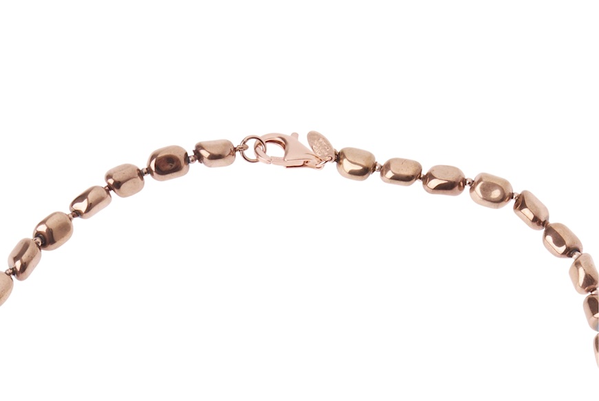 Collana argento rosè con legno, agata africana, amazzonite, ematite Luisa della Salda