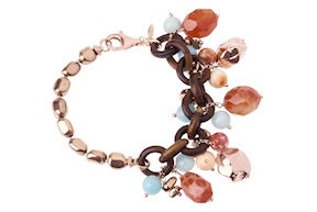 Bracelet silver rosè with wood and african agate Luisa della Salda