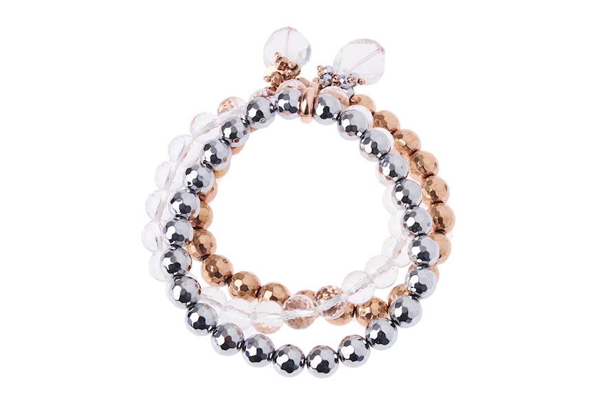 Bracciale argento rosè con ematite e cristallo di rocca Luisa della Salda