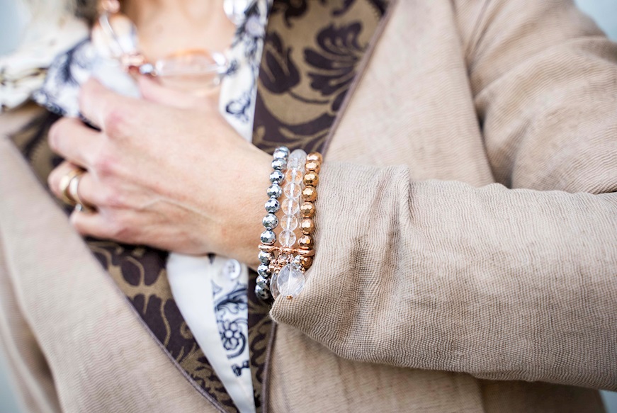Bracciale argento rosè con ematite e cristallo di rocca Luisa della Salda