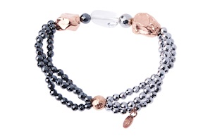 Bracciale argento rosè con ematite e cristallo di rocca Luisa della Salda