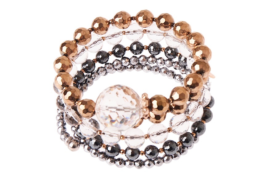 Bracelet silver rosé with hematite and rock crystal Luisa della Salda