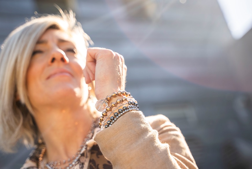 Bracelet silver rosé with hematite and rock crystal Luisa della Salda