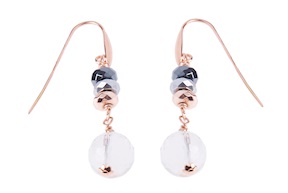Earrings silver rosé with hematite and rock crystal Luisa della Salda