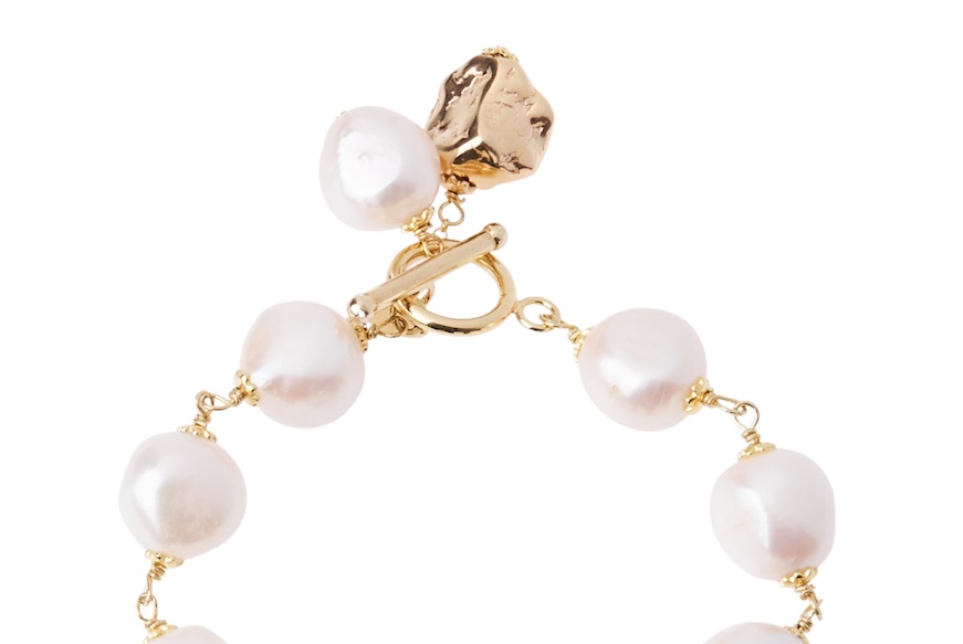 Bracciale argento dorato con perle e pepite Luisa della Salda