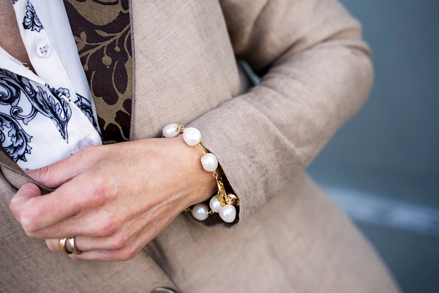Bracciale argento dorato con perle e pepite Luisa della Salda
