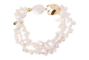 Bracciale argento dorato con perle e pepite Luisa della Salda