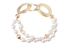 Bracciale argento dorato con perle e ovali Luisa della Salda