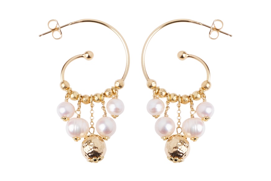 Earrings silver golden with pearls Luisa della Salda