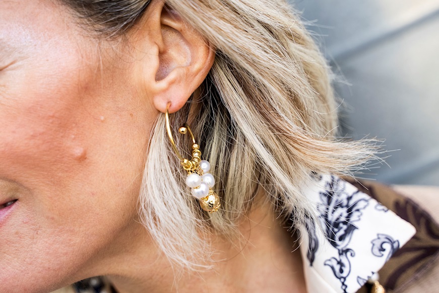 Earrings silver golden with pearls Luisa della Salda