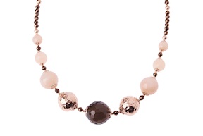 Necklace silver rosé with smoky quartz and pink jade Luisa della Salda