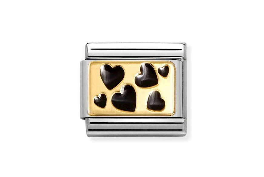 Black hearts Composable steel gold and enamel Nomination