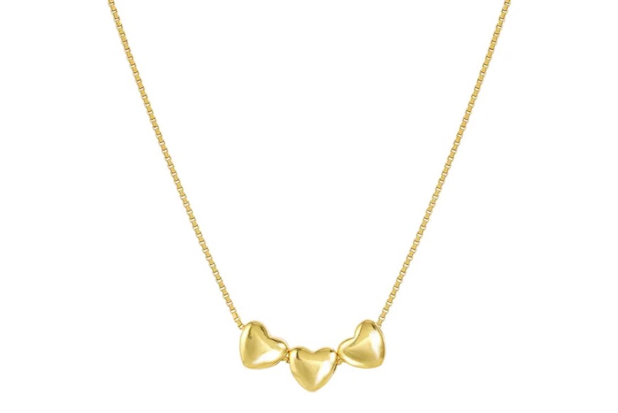 Collana Armonica argento dorato cuori Nomination