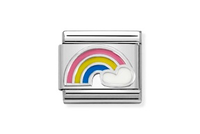 Arcobaleno con Nuvola Composable acciaio argento e smalto Nomination