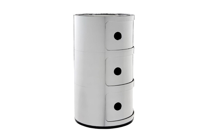 Cassettiera Componibile Metal a tre elementi colore cromato Kartell