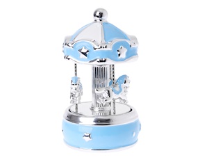 Music box Horses carousel blue Selezione Zanolli