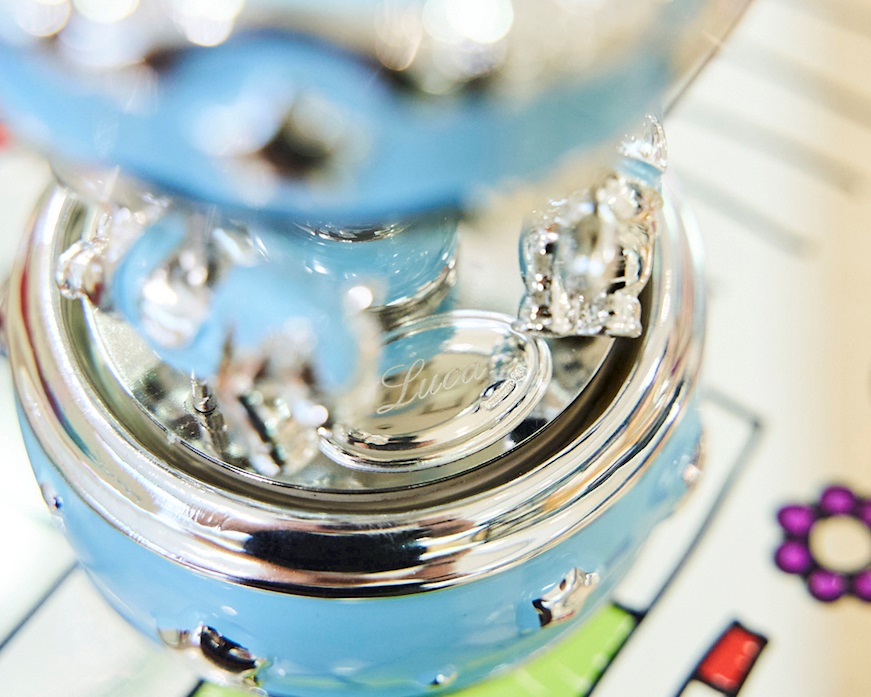 Music box Horses carousel blue Selezione Zanolli