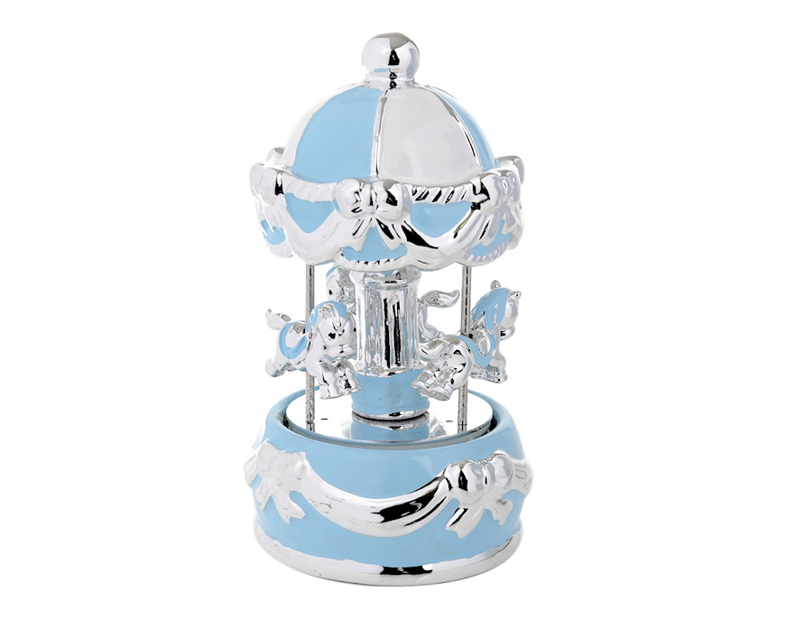 Music box Horses carousel blue Selezione Zanolli
