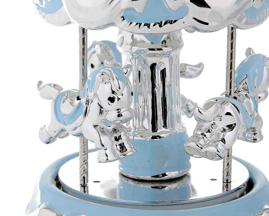Music box Horses carousel blue Selezione Zanolli