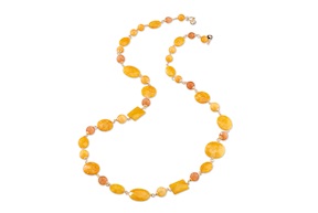 Necklace Brigitte in gold plated brass with orange cat's eye and yellow jade Sovrani