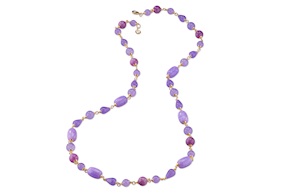 Necklace Rosette in gold plated brass with purple and lavender jade Sovrani