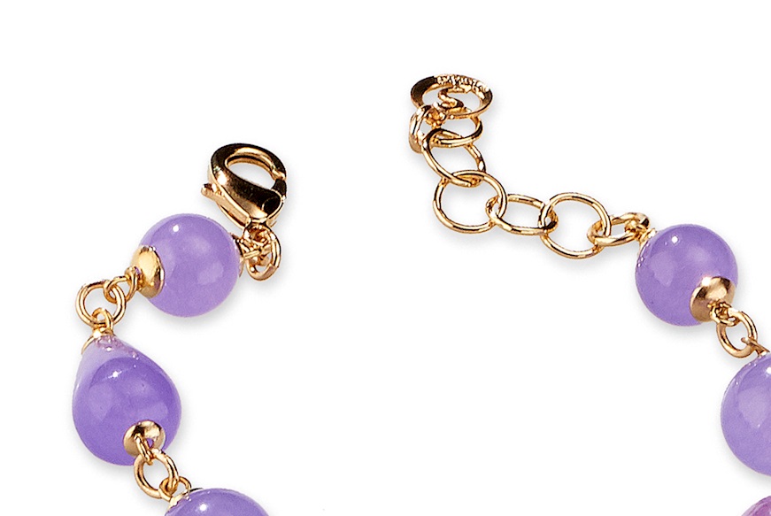 Bracciale Rosette ottone dorato con giada viola e lavanda Sovrani