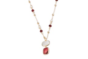 Bracciale Madeleine ottone dorato con madreperla, occhio di gatto bianco e bordeaux Sovrani