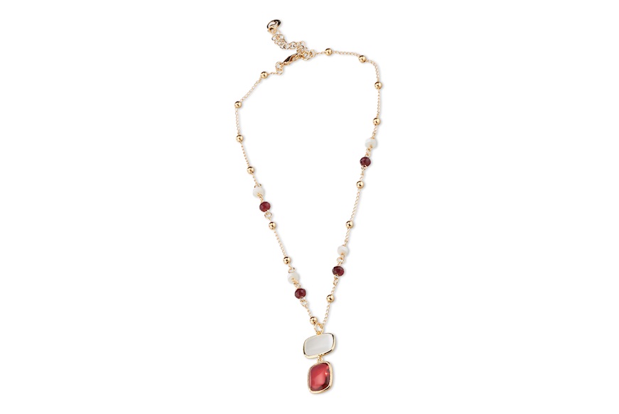 Bracciale Madeleine ottone dorato con madreperla, occhio di gatto bianco e bordeaux Sovrani