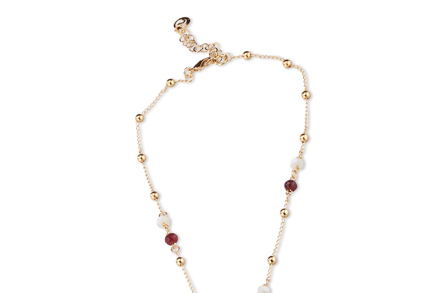 Bracciale Madeleine ottone dorato con madreperla, occhio di gatto bianco e bordeaux Sovrani