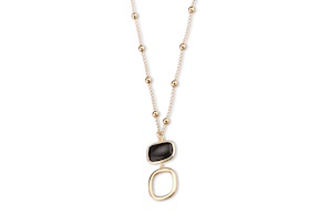 Collana Isabelle ottone dorato con onice e cristalli occhio di gatto nero Sovrani