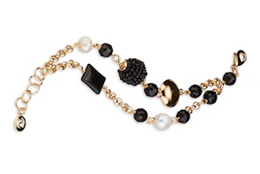Bracciale May ottone dorato con onice, perla di fiume e more di cristallo nero Sovrani
