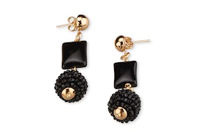 Earrings May in gold plated brass with onyx, river pearl and black crystal blackberries Sovrani