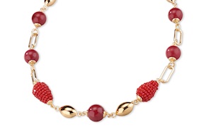 Necklace Amelie in gold plated brass with rubelite jade and red mulberries Sovrani