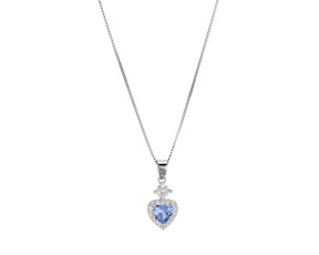 Collana argento con pendente cuore zircone acquamarina Sovrani
