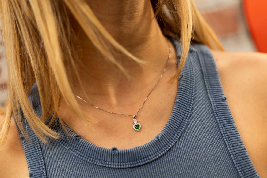 Necklace silver with emerald zircon Sovrani