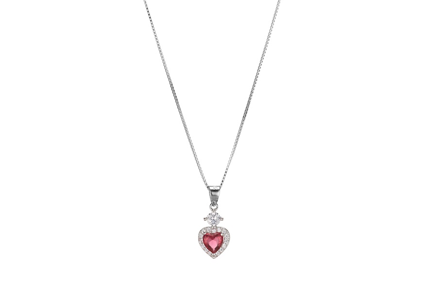 Collana argento con pendente cuore zircone rubino Sovrani