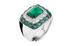 Ring silver with emerald zircon Sovrani