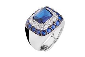 Ring silver with sapphire zircon Sovrani