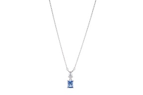 Collana argento con pendente rettangolo zircone acquamarina Sovrani