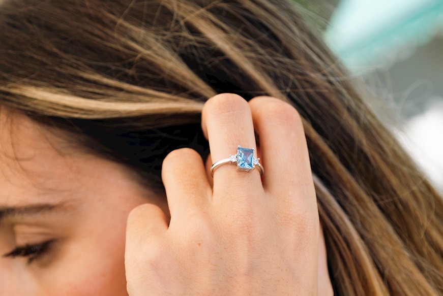 Ring silver with aquamarine zircon Sovrani