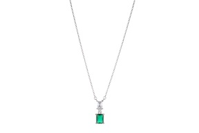 Collana argento con pendente rettangolo zircone smeraldo Sovrani