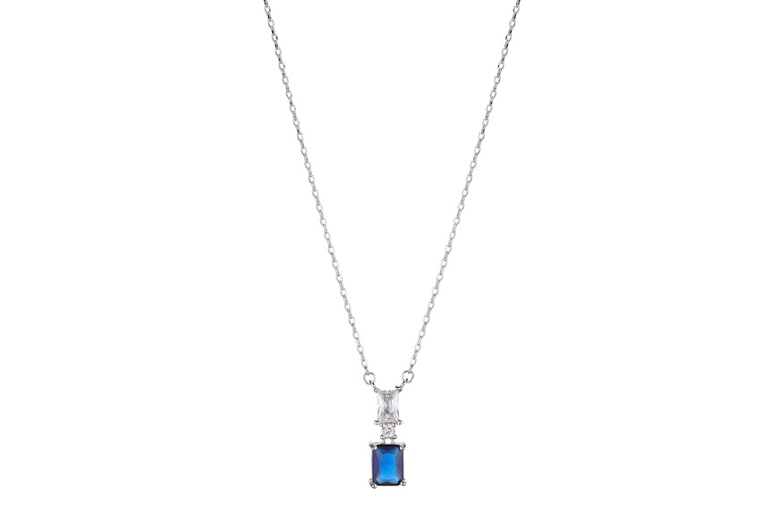 Collana argento con pendente rettangolo zircone zaffiro Sovrani
