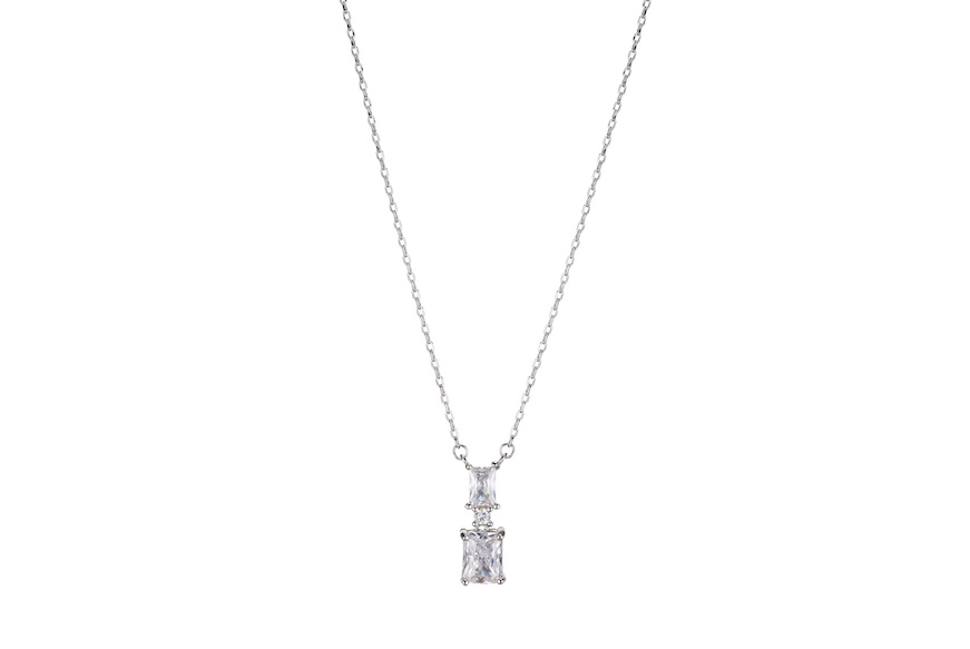 Collana argento con pendente rettangolo zircone bianco Sovrani
