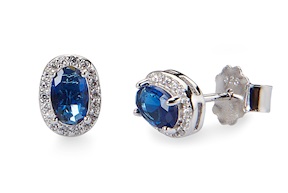 Orecchini Luce argento con zircone zaffiro ovale Sovrani