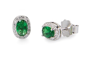 Orecchini Luce argento con zircone smeraldo ovale Sovrani